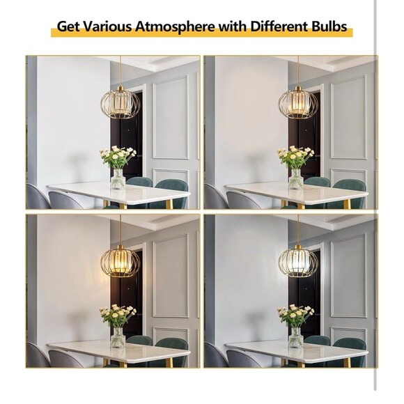 XSDeTu 1 Single Gold Crystal Pendant Light Kitchen Light Adjustable 59 inch Cord - Picture 8 of 14